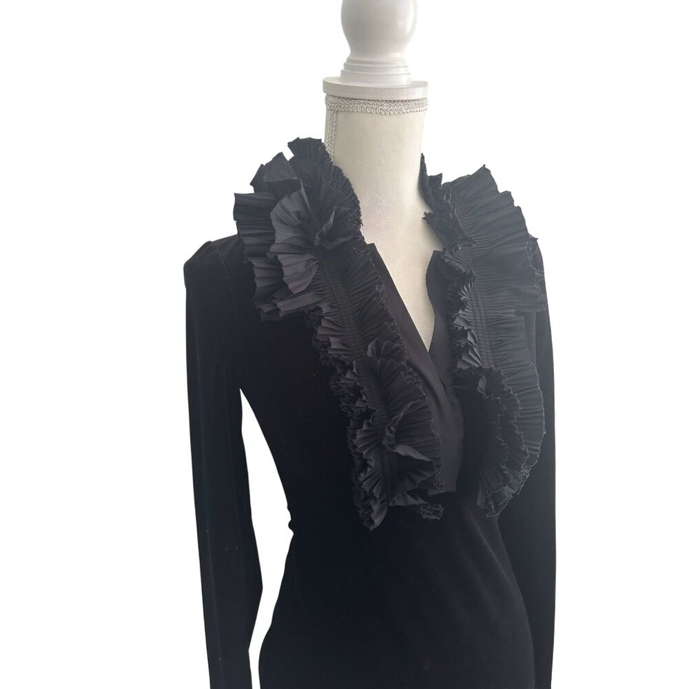 BCBGMaxAzria Black Ruffled Blouse - Picture 6 of 8